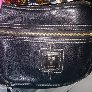 Black leather Crossbody Purse By Tiganelo